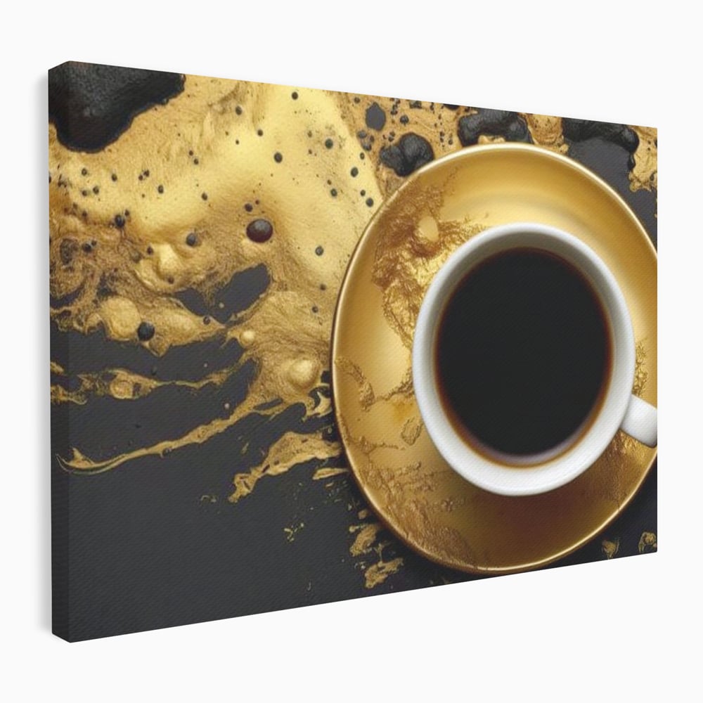 Tablou canvas cu tablou canvas cu ceasca de cafea, fara rama, pe sasiu de lemn